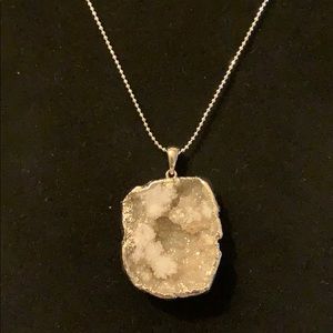White Druzy Pendant Necklace
